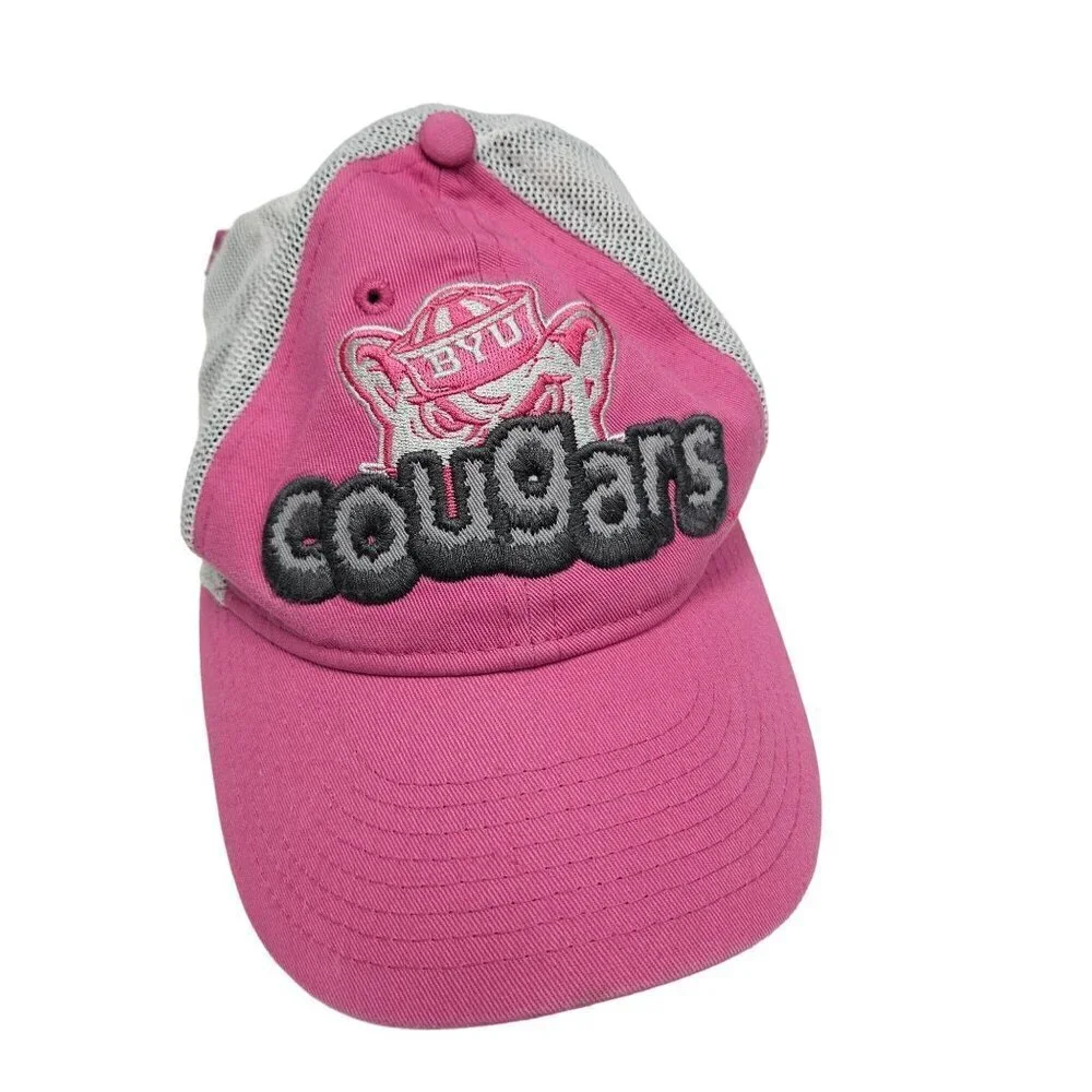 BYU Cougars Youth Trucker Hat Pink Mesh Back Embroidered New Era FLAWED‎